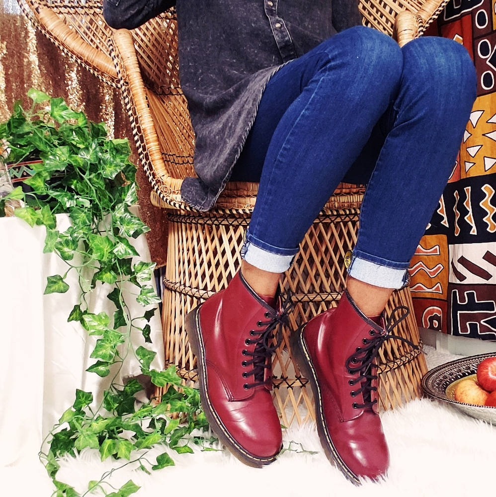Dr Marten cranberry red combat boot